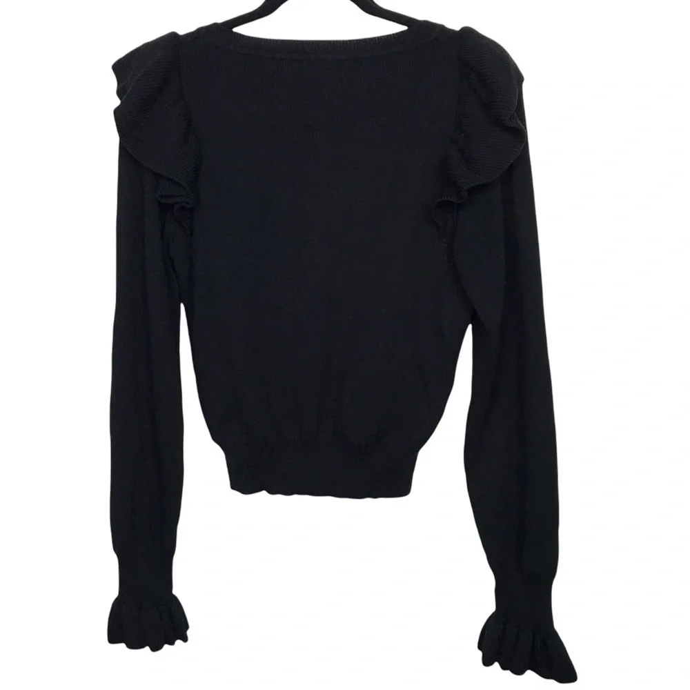 LoveRiche Black Ruffle Sweater Love Riche